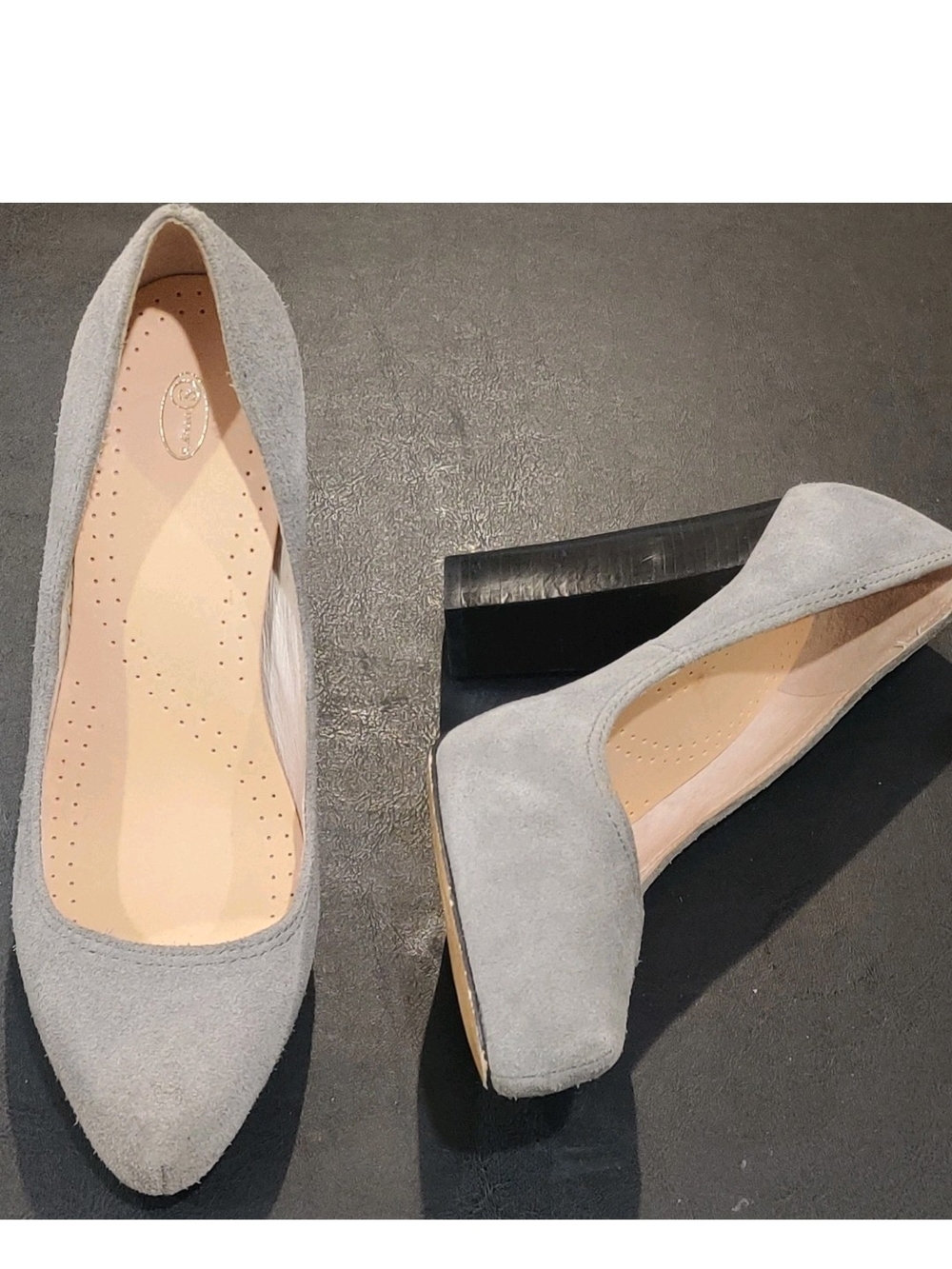 Michael Kors Womens 7.5 Gray Suede 10" Cone Style Heels Pre-owned